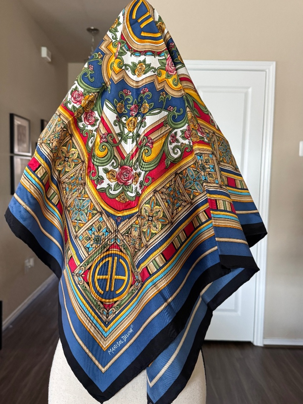Marisol De Luna New York Colorful Silk Scarf Hand Rolled Hem